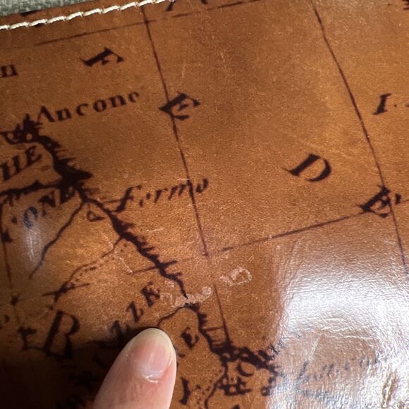 Patricia Nash NWT St Croce Map Print Leather Wristlet Wallet Bag Riot Rust 9.5” - Picture 8 of 8